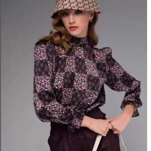 Tucker Stella Top Rose Willow Blossoms Patchwork in Silk Stretch Charmeuse